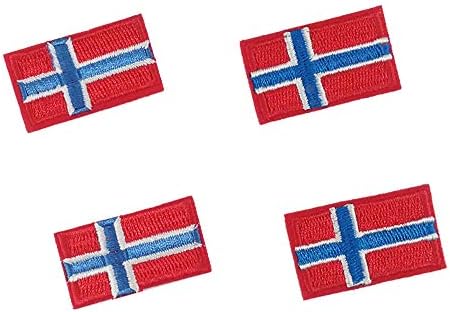 [4 חתיכות סט] דגל מיני נורווגיה ברזל רקום על תפירה על טלאי סמל נורווגי נורווגי